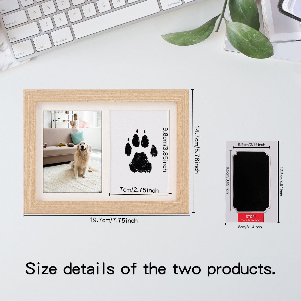 Paw Print Keepsake Frame Set | Baby & Pet Memory Gift