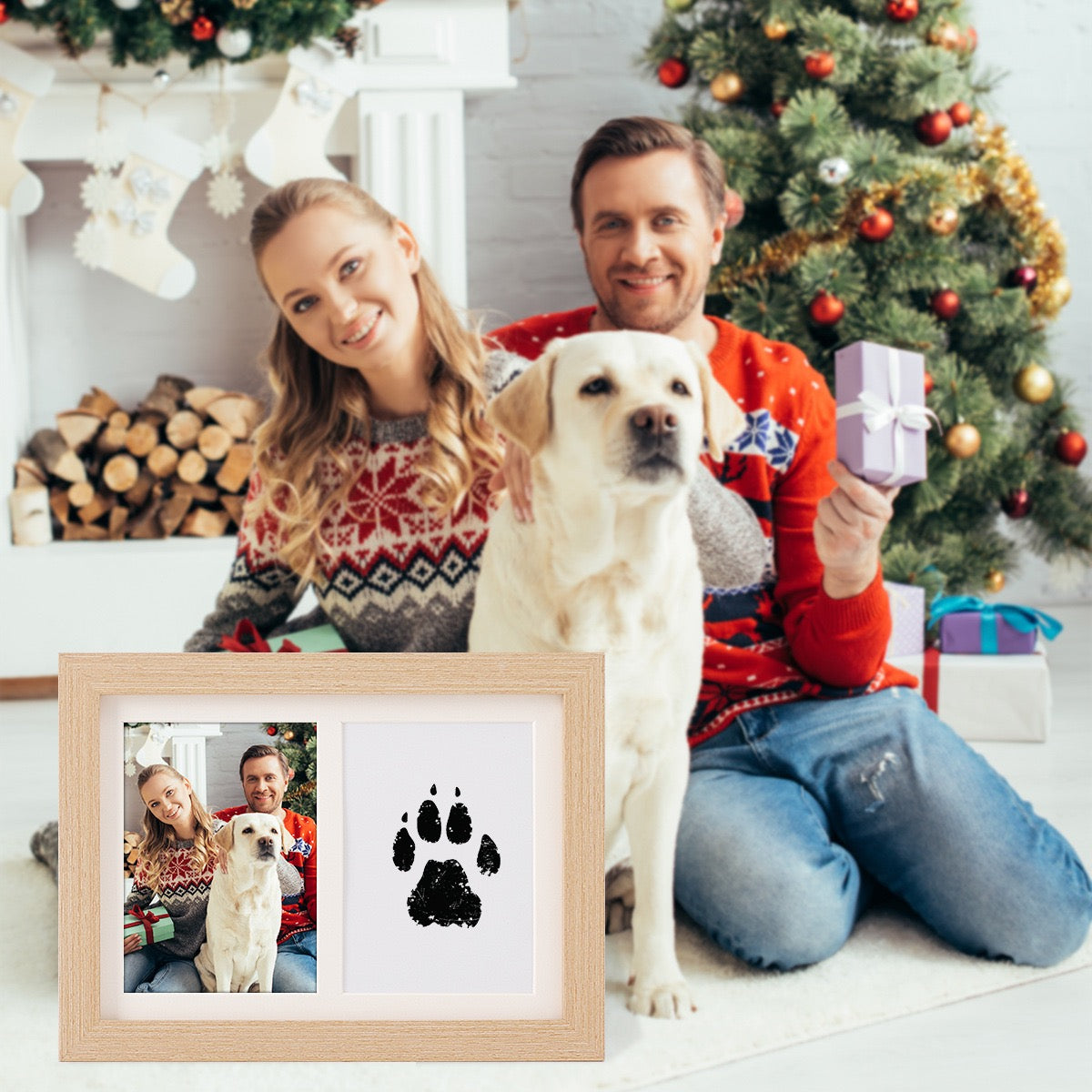 Paw Print Keepsake Frame Set | Baby & Pet Memory Gift