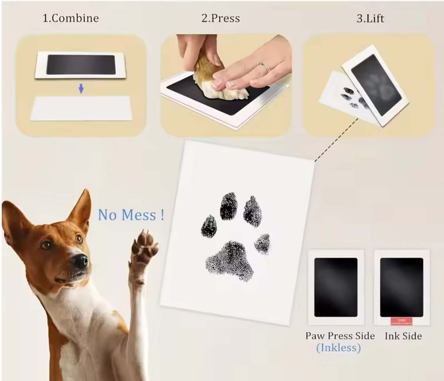 Paw Print Keepsake Frame Set | Baby & Pet Memory Gift